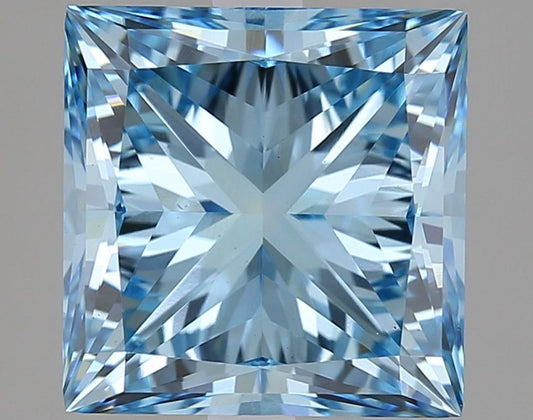 Lab-Grown Princess Diamond - 3.01 Carats, Fancy Vivid Blue Color, VS1 Clarity - Certified by IGI - Report Number: LG612316271