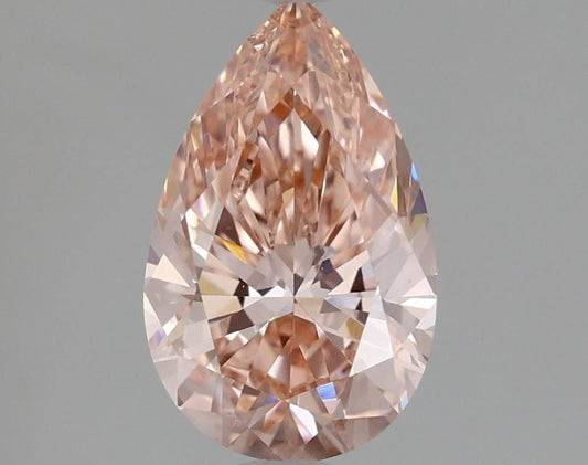 Lab-Grown Pear Diamond - 1.5 Carats, Fancy Intense Brownish Pink Color, VS2 Clarity - Certified by IGI - Report Number: LG582354646