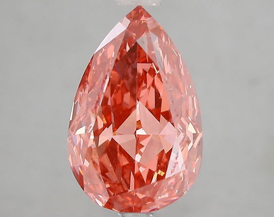 Lab-Grown Pear Diamond - 3.07 Carats, Fancy Vivid Red Color, VVS2 Clarity - Certified by IGI - Report Number: LG666431785