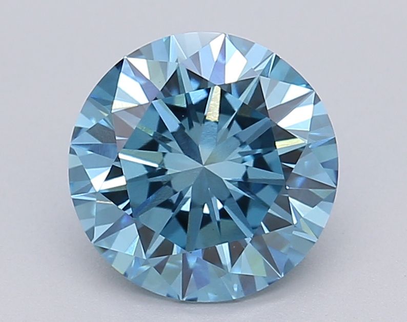 Lab-Grown Round Diamond - 1.52 Carats, Fancy Vivid Blue Color, VS1 Clarity - Certified by IGI - Report Number: LG615361347