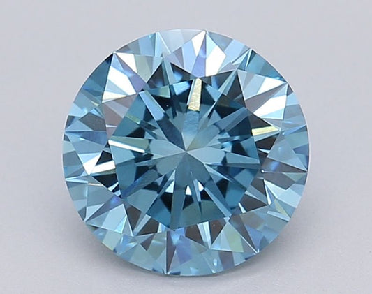 Lab-Grown Round Diamond - 1.52 Carats, Fancy Vivid Blue Color, VS1 Clarity - Certified by IGI - Report Number: LG615361347
