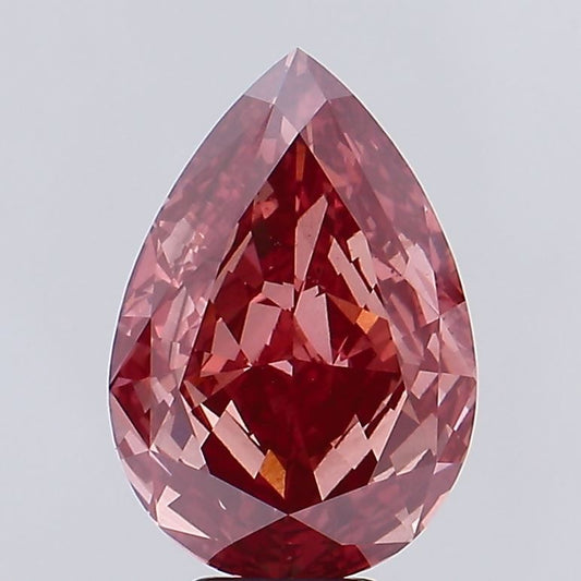 Lab-Grown Pear Diamond - 7.18 Carats, Fancy Deep Brownish Pink Color, VS2 Clarity - Certified by IGI - Report Number: 628418553