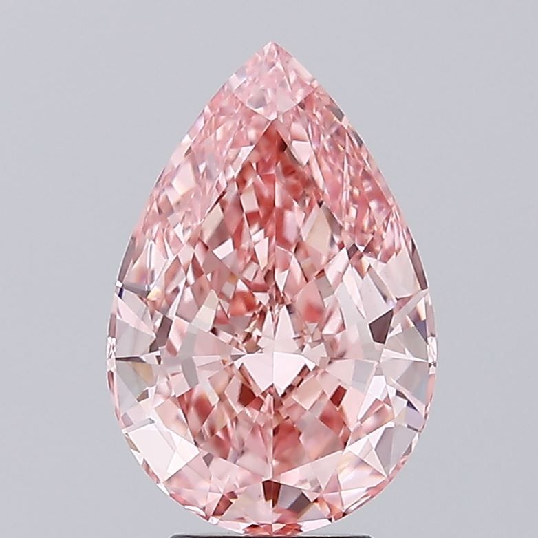 Lab-Grown Pear Diamond - 4.01 Carats, Fancy Vivid Pink Color, VVS2 Clarity - Certified by IGI - Report Number: LG635467704