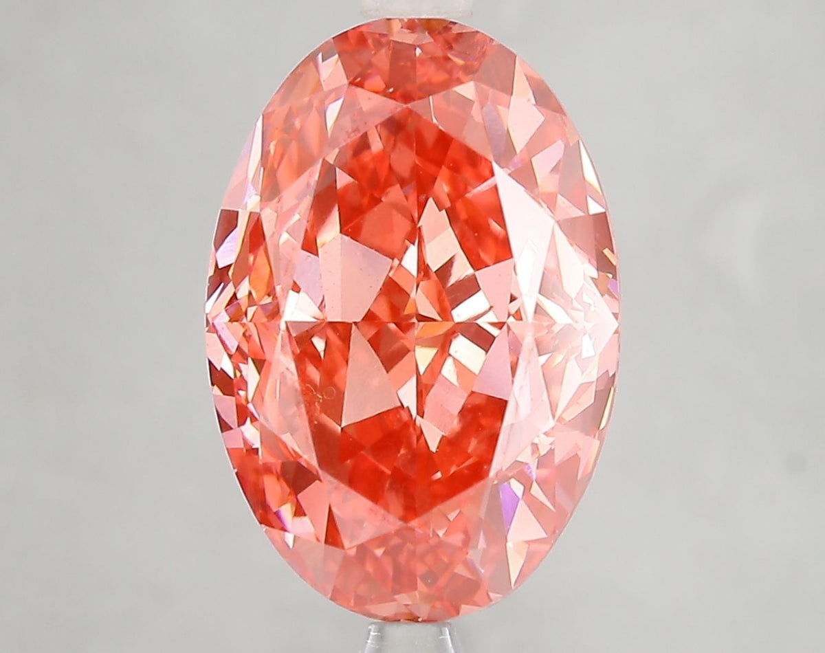 Lab-Grown Oval Diamond - 7.07 Carats, Fancy Vivid Red Color, VVS2 Clarity - Certified by IGI - Report Number: LG666431755