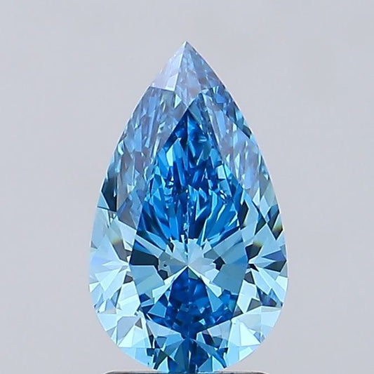 Lab-Grown Pear Diamond - 2.06 Carats, Fancy Vivid Blue Color, VVS2 Clarity - Certified by IGI - Report Number: LG685588670