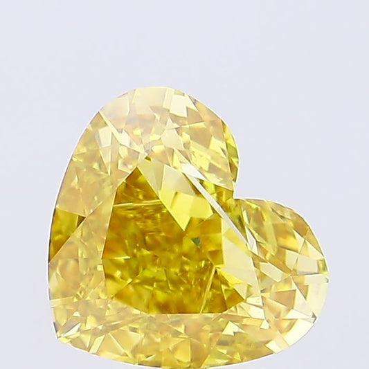 Lab-Grown Heart Diamond - 4.02 Carats, Fancy Vivid Brownish Yellow Color, VVS2 Clarity - Certified by IGI - Report Number: LG655442151