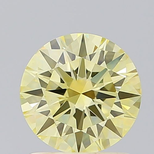 Lab-Grown Round Diamond - 1.02 Carats, Fancy Yellow Color, VVS2 Clarity - Certified by IGI - Report Number: LG652473064
