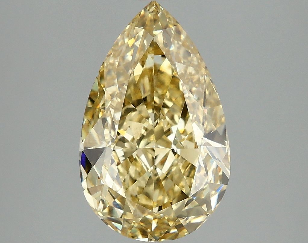 Lab-Grown Pear Diamond - 3.1 Carats, Fancy Intense Yellow Color, VVS2 Clarity - Certified by IGI - Report Number: LG663414704