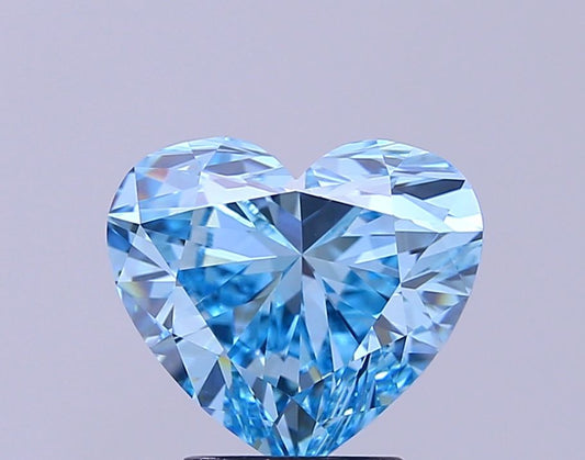 Lab-Grown Heart Diamond - 3.49 Carats, Fancy Vivid Blue Color, VVS2 Clarity - Certified by IGI - Report Number: LG674520663