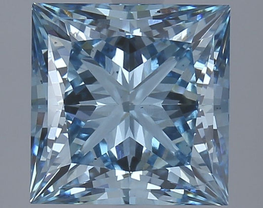 Lab-Grown Princess Diamond - 3.89 Carats, Fancy Vivid Blue Color, VS2 Clarity - Certified by IGI - Report Number: LG626420527