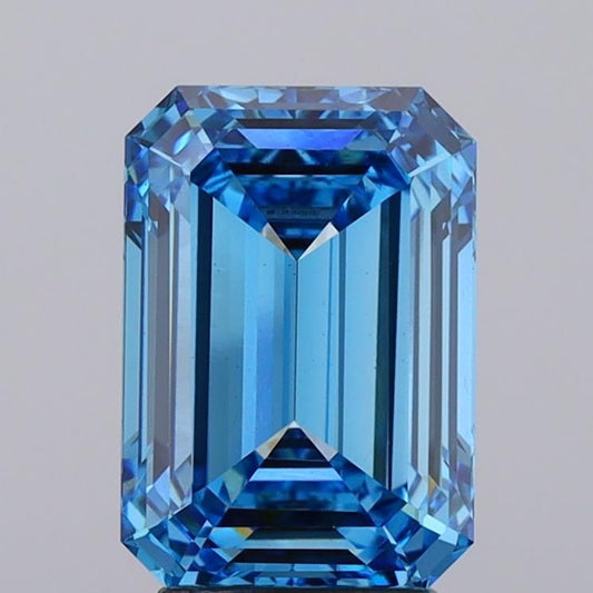 Lab-Grown Emerald Diamond - 3.56 Carats, Fancy Vivid Blue Color, VS1 Clarity - Certified by IGI - Report Number: LG638459253