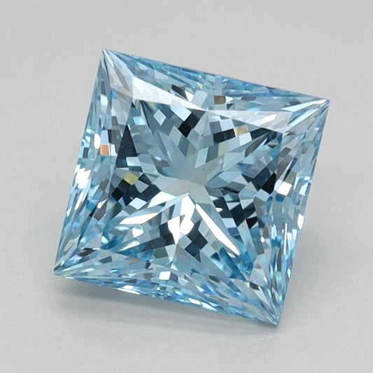 Lab-Grown Princess Diamond - 1.21 Carats, Fancy Vivid Blue Color, VS1 Clarity - Certified by IGI - Report Number: LG613350718