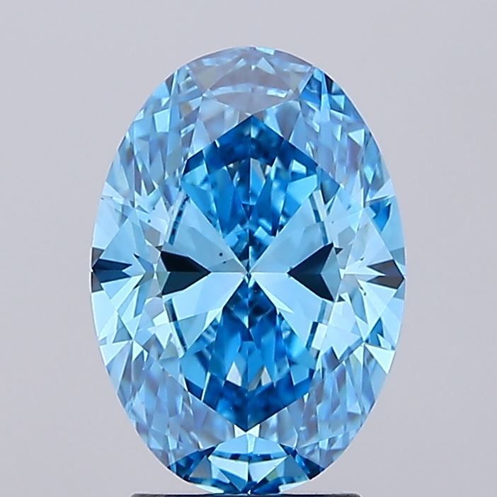 Lab-Grown Oval Diamond - 3.03 Carats, Fancy Vivid Blue Color, VS1 Clarity - Certified by IGI - Report Number: LG670483562