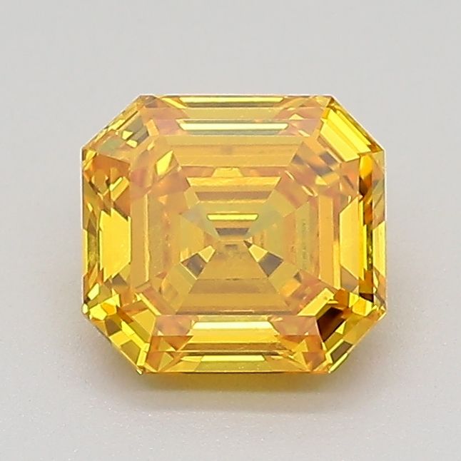 1.06ct Emerald Lab Grown Diamond (Colour Fancy Vivid Orangey Yellow, Clarity VS2, IGI Certified)