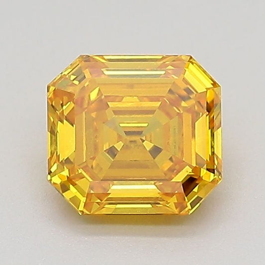 1,06 ct Smaragd-Labordiamant (Farbe: Fancy Vivid Orangey Yellow, Reinheit: VS2, IGI-zertifiziert)