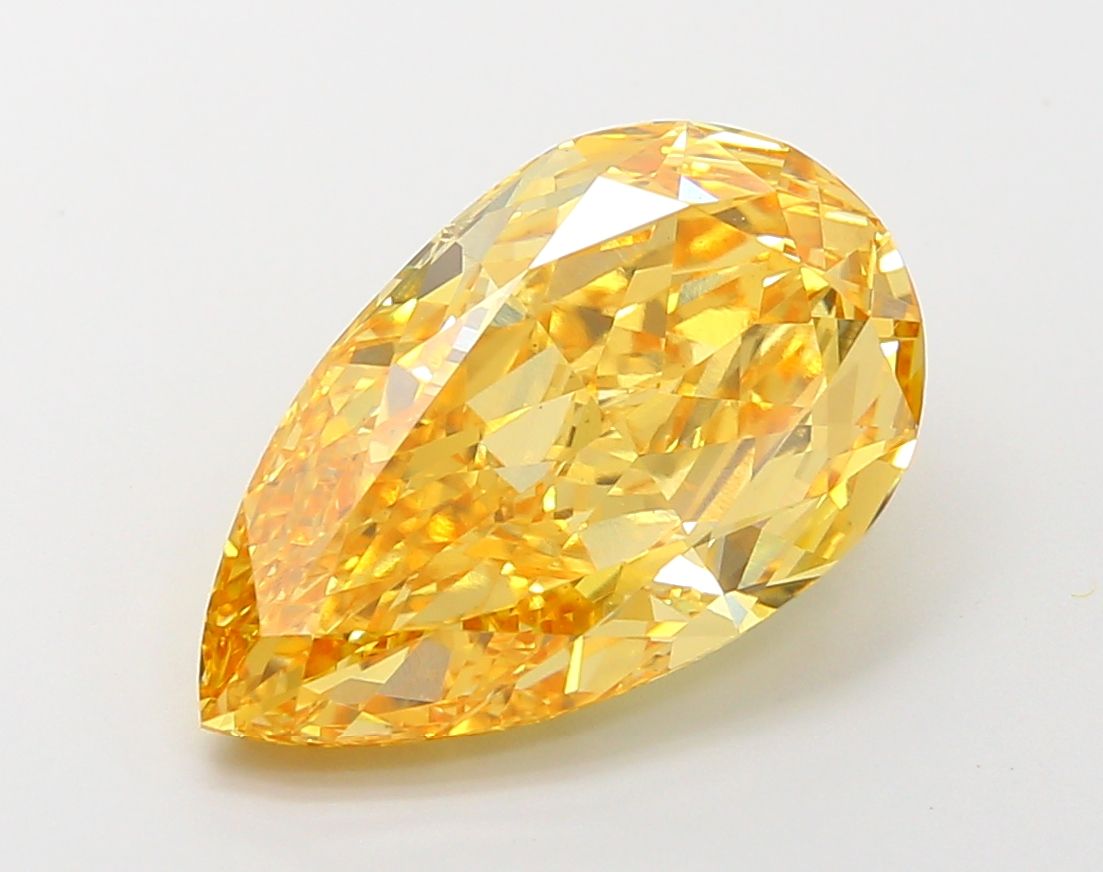 Lab-Grown Pear Diamond - 6.37 Carats, Fancy Vivid Yellow Color, VS1 Clarity - Certified by IGI - Report Number: LG670485808