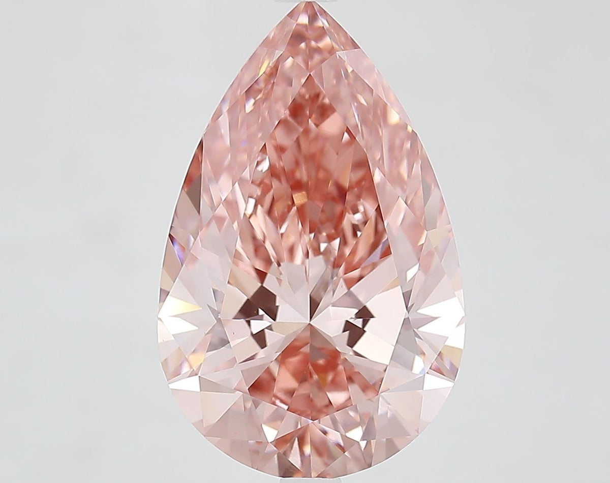 Lab-Grown Pear Diamond - 6.26 Carats, Fancy Vivid Brownish Pink Color, VS1 Clarity - Certified by IGI - Report Number: LG683581794