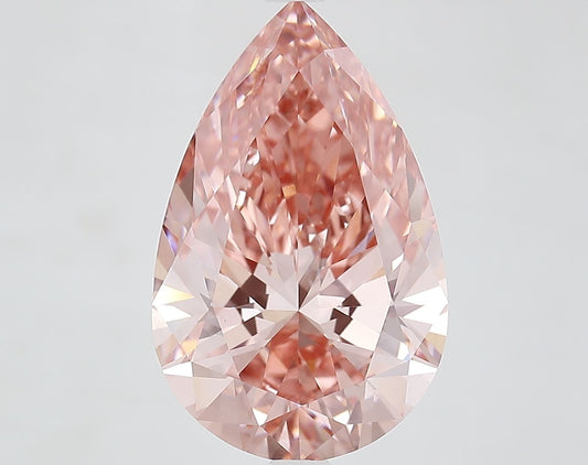 Lab-Grown Pear Diamond - 6.26 Carats, Fancy Vivid Brownish Pink Color, VS1 Clarity - Certified by IGI - Report Number: LG683581794