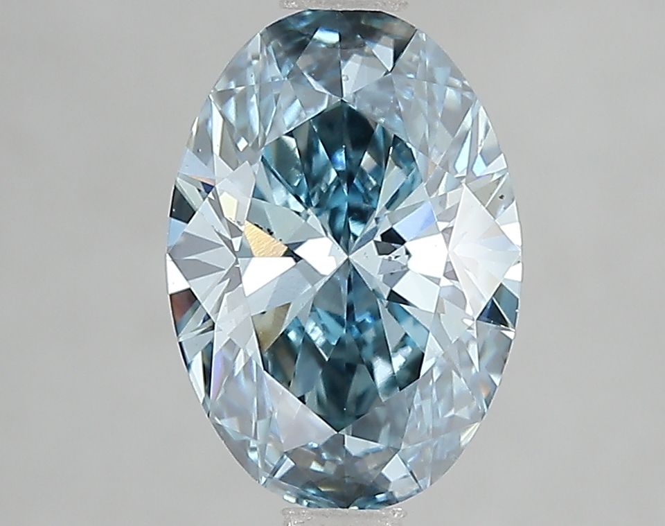 Lab-Grown Oval Diamond - 2.1 Carats, Fancy Vivid Blue Color, VS1 Clarity - Certified by IGI - Report Number: LG666432364