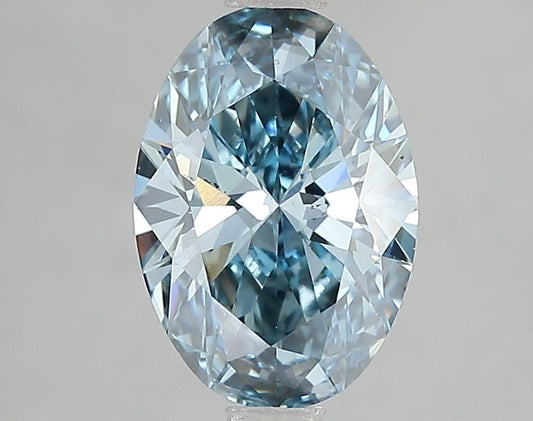 Lab-Grown Oval Diamond - 2.1 Carats, Fancy Vivid Blue Color, VS1 Clarity - Certified by IGI - Report Number: LG666432364