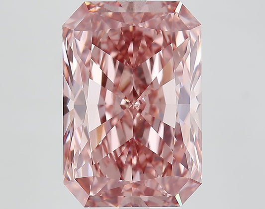 Lab-Grown Radiant Diamond - 8.02 Carats, Fancy Vivid Brownish Pink Color, VVS2 Clarity - Certified by IGI - Report Number: LG683582632