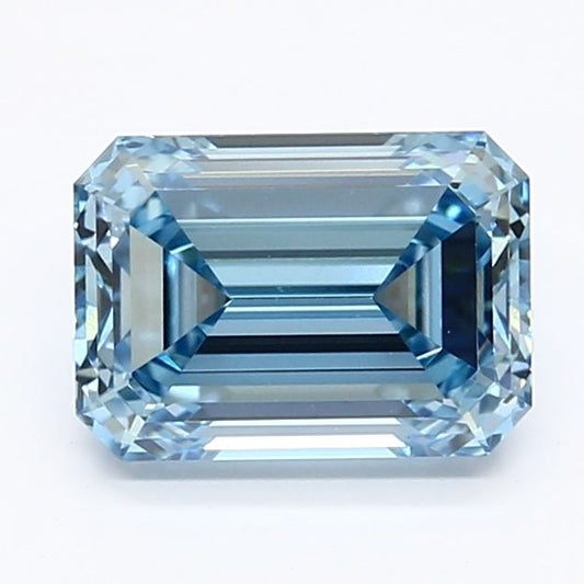 Lab-Grown Emerald Diamond - 1.55 Carats, Fancy Vivid Blue Color, VVS2 Clarity - Certified by IGI - Report Number: LG629484061