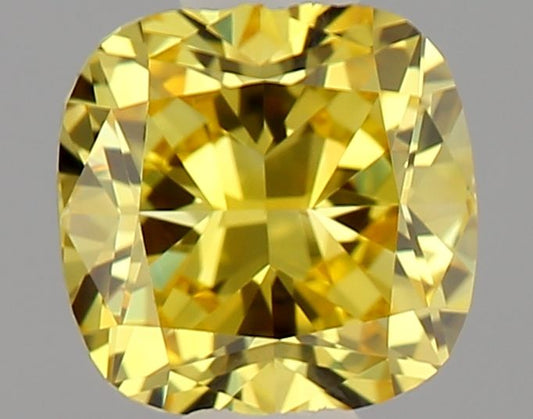 Lab-Grown Cushion Diamond - 0.5 Carats, Fancy Vivid Yellow Color, VVS1 Clarity - Certified by IGI - Report Number: LG637469701