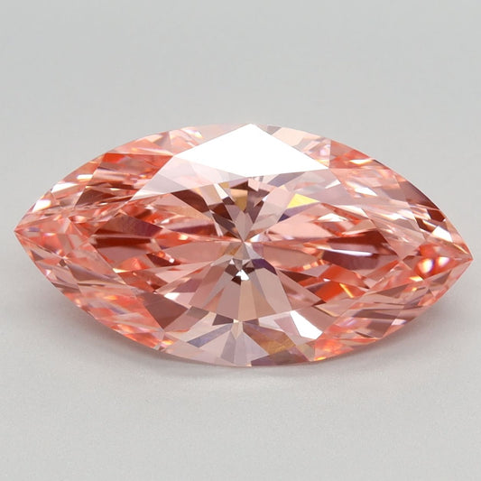 Lab-Grown Marquise Diamond - 3.1 Carats, Fancy Vivid Pink Color, VVS2 Clarity - Certified by IGI - Report Number: LG576358776