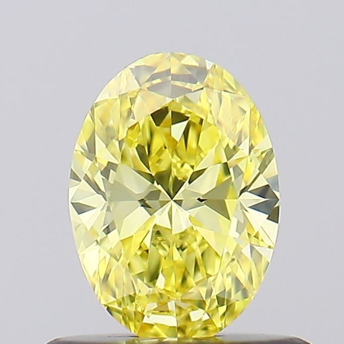 Lab-Grown Oval Diamond - 0.52 Carats, Fancy Vivid Yellow Color, VVS1 Clarity - Certified by IGI - Report Number: LG617425973