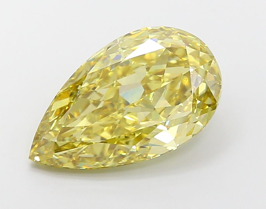 Lab-Grown Pear Diamond - 6.69 Carats, Fancy Intense Yellow Color, VS1 Clarity - Certified by IGI - Report Number: LG675586152