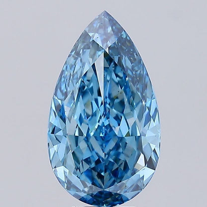 Lab-Grown Pear Diamond - 8.04 Carats, Fancy Vivid Blue Color, VS1 Clarity - Certified by IGI - Report Number: LG681571829