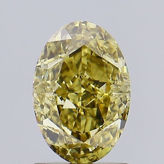 Lab-Grown Oval Diamond - 1.29 Carats, Fancy Gray Yellow Color, SI1 Clarity - Certified by IGI - Report Number: 631418922