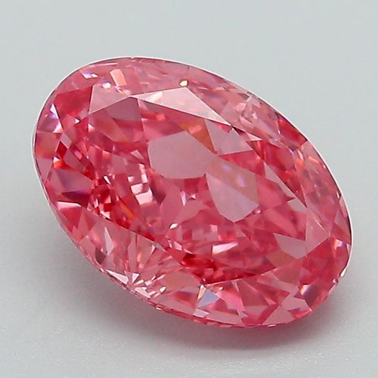 Lab-Grown Oval Diamond - 2.04 Carats, Fancy Vivid Pink Color, VS1 Clarity - Certified by IGI - Report Number: LG652454973