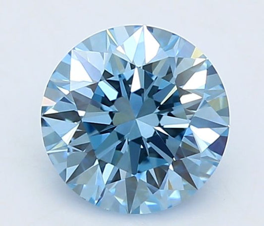 Lab-Grown Round Diamond - 0.59 Carats, Fancy Vivid Blue Color, VVS1 Clarity - Certified by IGI - Report Number: LG663402304