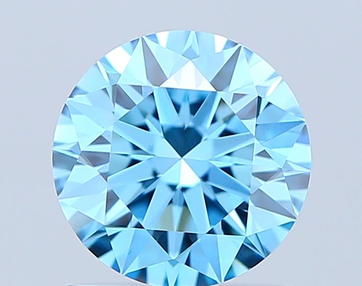 Lab-Grown Round Diamond - 1.0 Carats, Fancy Vivid Blue Color, VVS2 Clarity - Certified by IGI - Report Number: LG687506031