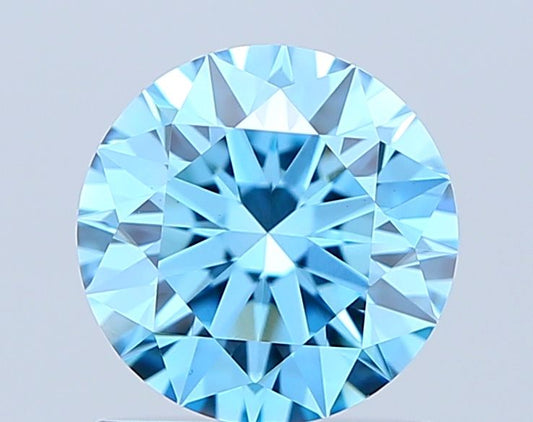 Lab-Grown Round Diamond - 1.0 Carats, Fancy Vivid Blue Color, VVS2 Clarity - Certified by IGI - Report Number: LG687506031