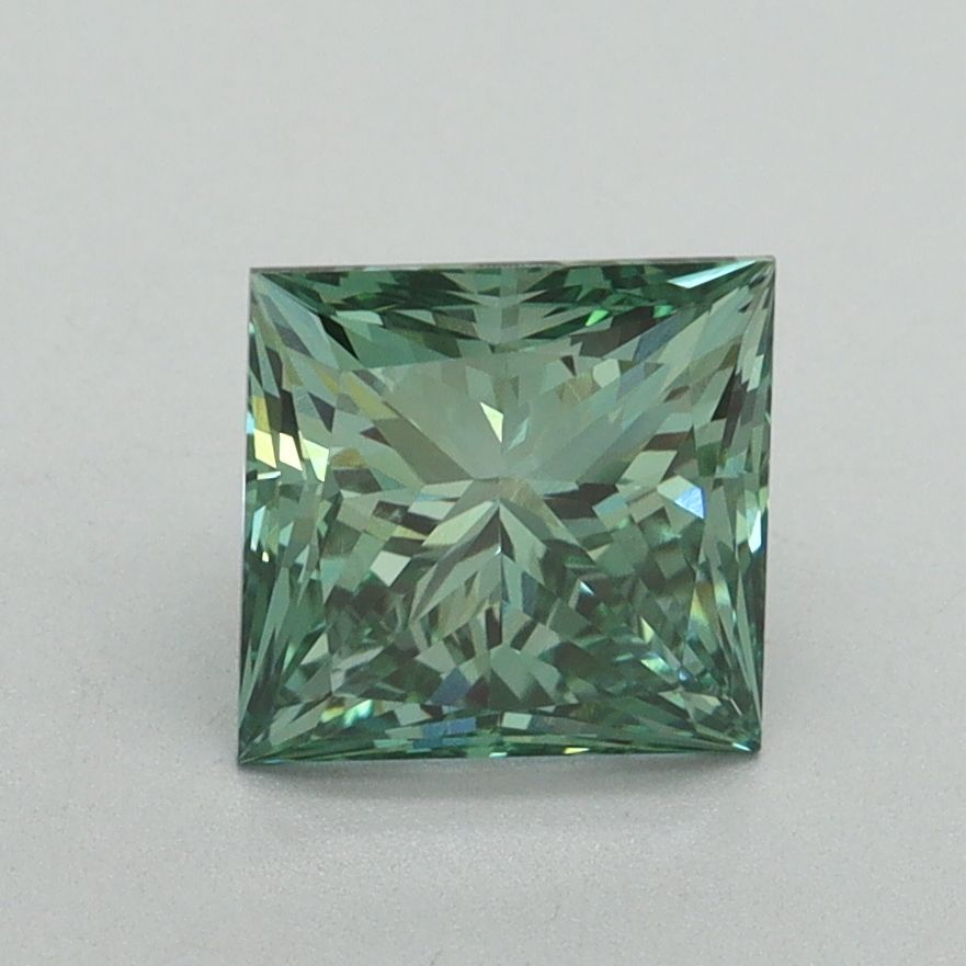 Lab-Grown Princess Diamond - 1.6 Carats, Fancy Vivid Green Color, VVS2 Clarity - Certified by IGI - Report Number: LG644491343