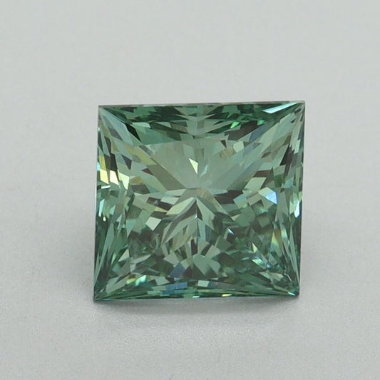 Lab-Grown Princess Diamond - 1.6 Carats, Fancy Vivid Green Color, VVS2 Clarity - Certified by IGI - Report Number: LG644491343