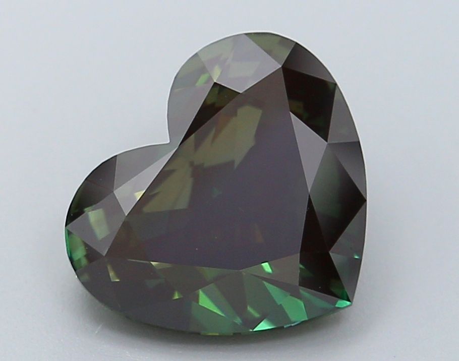 Lab-Grown Heart Diamond - 4.04 Carats, Fancy Deep Green Color, VVS2 Clarity - Certified by IGI - Report Number: LG637456973