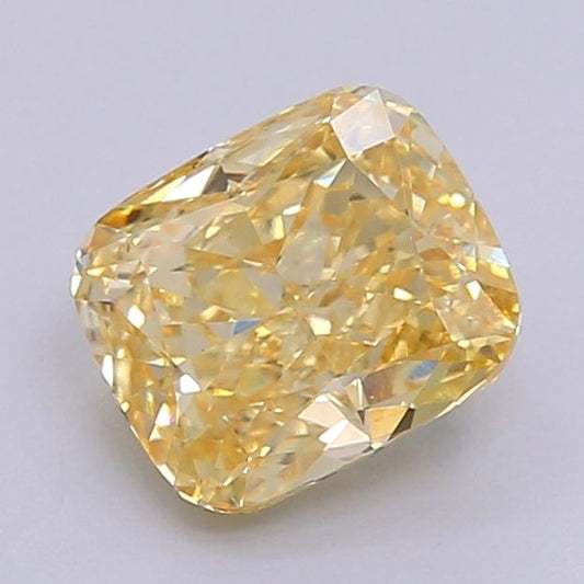Lab-Grown Cushion Diamond - 2.02 Carats, Fancy Intense Yellow Color, VVS2 Clarity - Certified by IGI - Report Number: LG615342808
