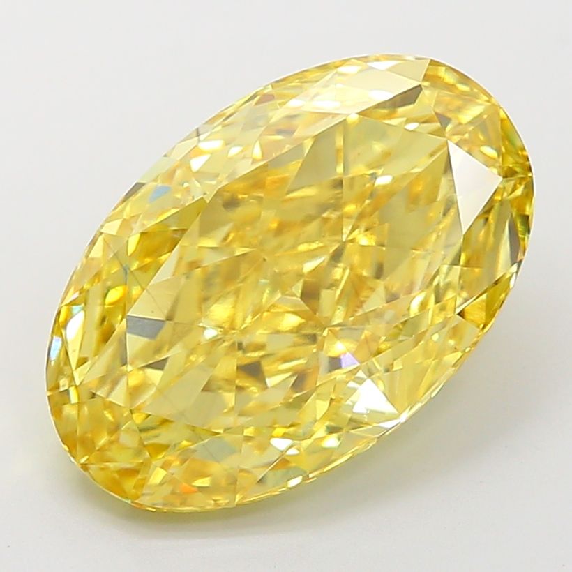 Lab-Grown Oval Diamond - 6.1 Carats, Fancy Vivid Yellow Color, VS2 Clarity - Certified by IGI - Report Number: LG674555101