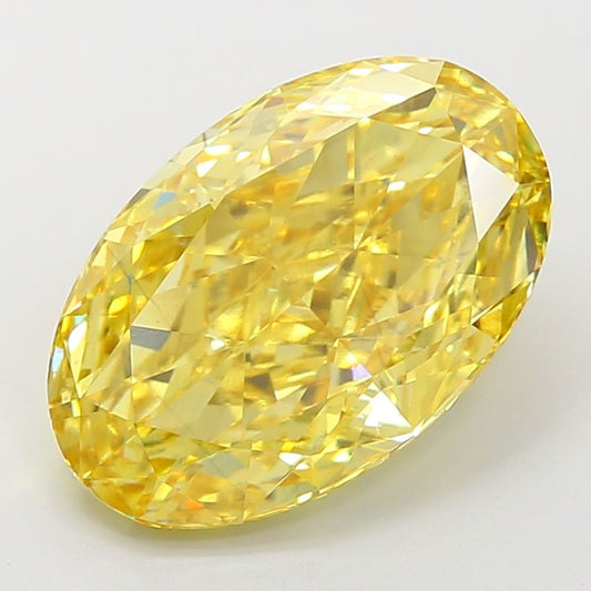 Lab-Grown Oval Diamond - 6.1 Carats, Fancy Vivid Yellow Color, VS2 Clarity - Certified by IGI - Report Number: LG674555101