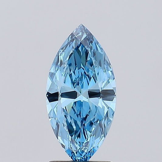 Lab-Grown Marquise Diamond - 1.77 Carats, Fancy Vivid Blue Color, VS1 Clarity - Certified by IGI - Report Number: LG515224437