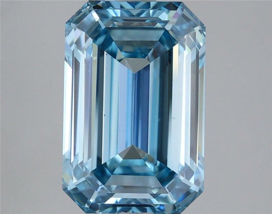 Lab-Grown Emerald Diamond - 5.09 Carats, Fancy Vivid Blue Color, VS1 Clarity - Certified by IGI - Report Number: LG680551097