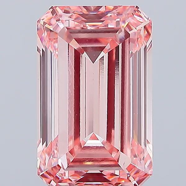 Lab-Grown Emerald Diamond - 7.86 Carats, Fancy Vivid Pink Color, VS1 Clarity - Certified by IGI - Report Number: LG687506334