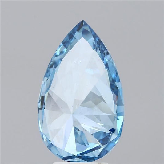 Lab-Grown Pear Diamond - 5.0 Carats, Fancy Vivid Blue Color, VS2 Clarity - Certified by IGI - Report Number: LG588346933