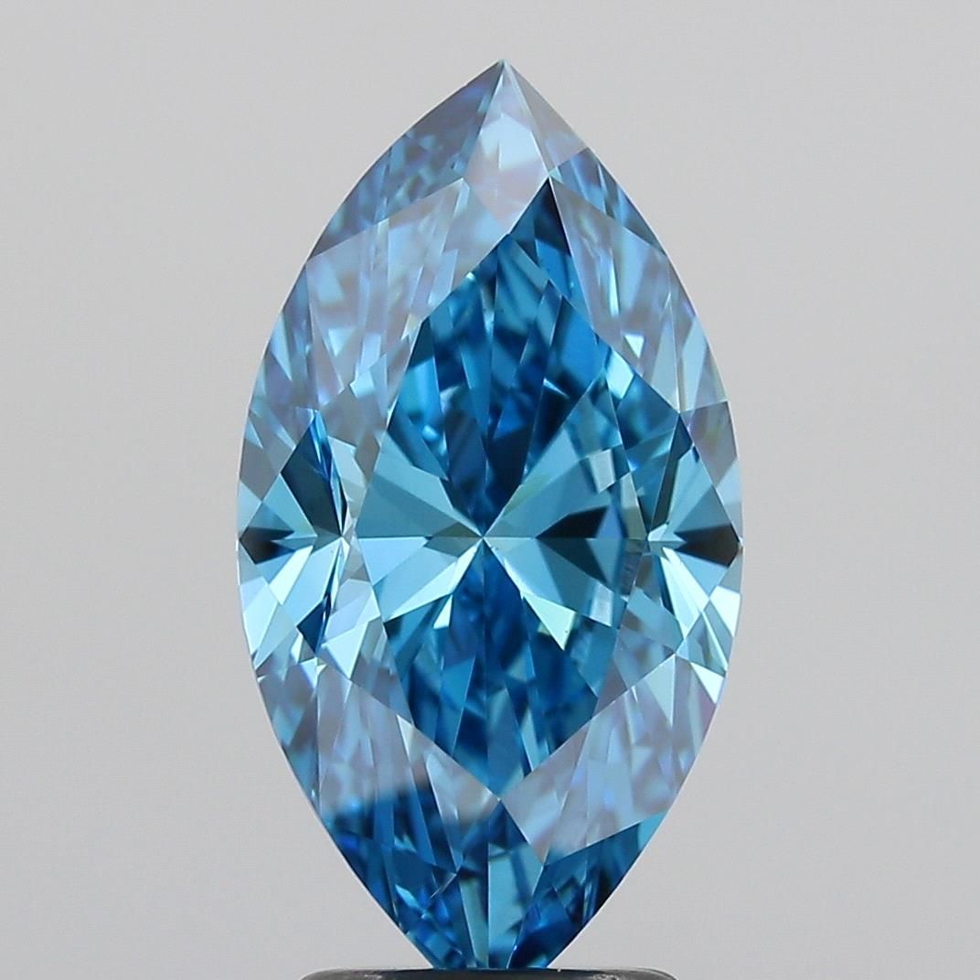 Lab-Grown Marquise Diamond - 3.0 Carats, Fancy Vivid Blue Color, VS1 Clarity - Certified by IGI - Report Number: LG522230085