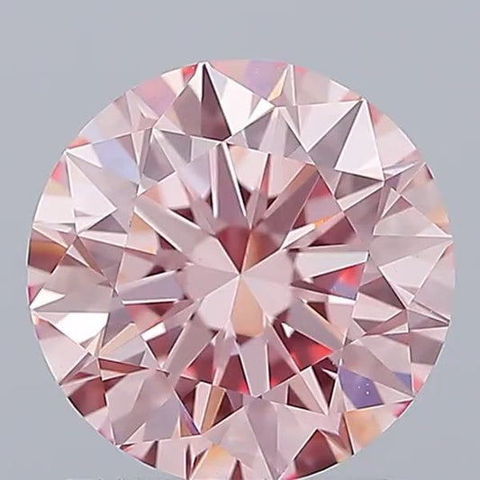 Lab-Grown Round Diamond - 1.51 Carats, Fancy Intense Pink Color, VVS2 Clarity - Certified by IGI - Report Number: LG666401763