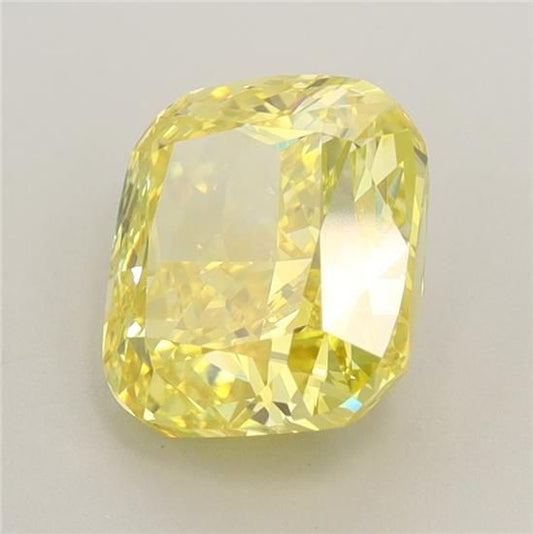 Lab-Grown Cushion Diamond - 2.51 Carats, Fancy Vivid Yellow Color, VVS2 Clarity - Certified by IGI - Report Number: LG588344965