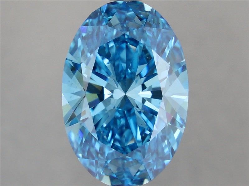 Lab-Grown Oval Diamond - 3.03 Carats, Fancy Vivid Blue Color, VS2 Clarity - Certified by IGI - Report Number: LG669442960